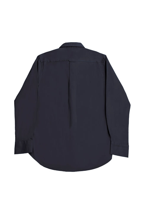 Button Down Collar Long-Sleeved Shirt with Patch Pocket in ombre blue Colour - Toplook London