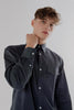Button Down Collar Long-Sleeved Shirt with Patch Pocket in ombre blue Colour - Toplook London
