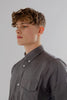 Button Down Collar Long-Sleeved Shirt with Patch Pocket in pearl blue Colour - Toplook London