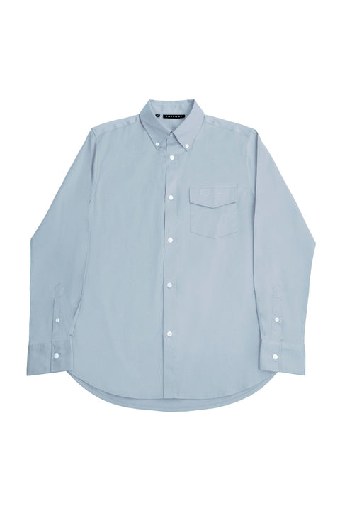 Button Down Collar Long-Sleeved Shirt with Patch Pocket in sea foam Colour - Toplook London