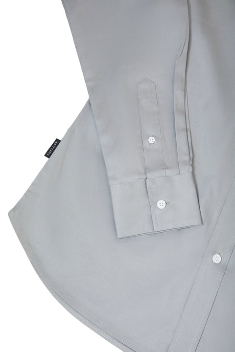 Button Down Collar Long-Sleeved Shirt with patch pocket in taupe - Toplook London