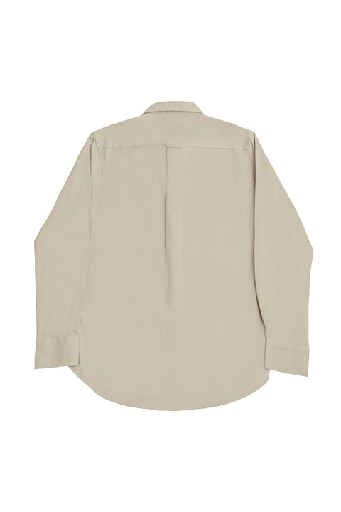 Button Down Collar Long-Sleeved Shirt with Patch Pocket in volcanic glass colour - Toplook London