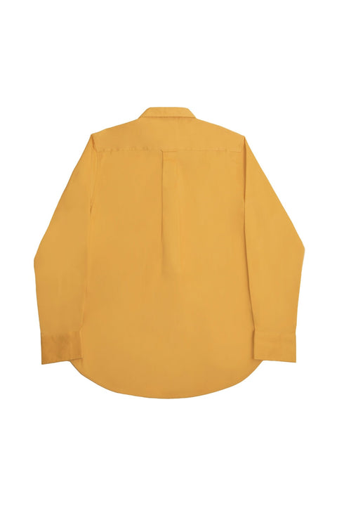 Button Down Collar Long-Sleeved Shirt with Patch Pocket in Wheat colour - Toplook London