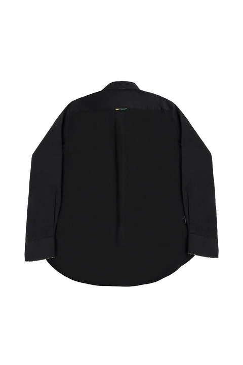 Button Down Long-Sleeved Shirt with Camo Details in black Colour - Toplook London