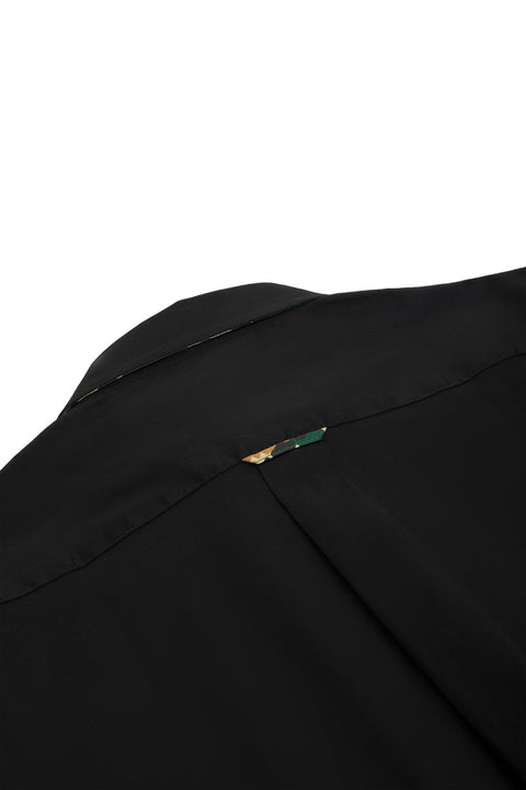 Button Down Long-Sleeved Shirt with Camo Details in black Colour - Toplook London