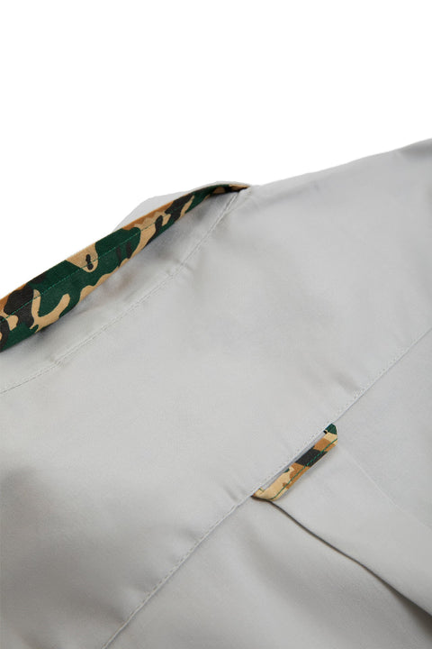 Button Down Long-Sleeved Shirt with Camo Details in Light grey colour - Toplook London