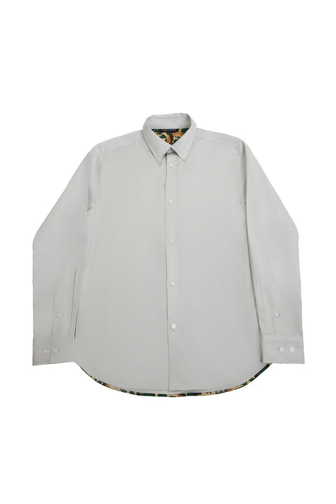 Button Down Long-Sleeved Shirt with Camo Details in Light grey colour - Toplook London