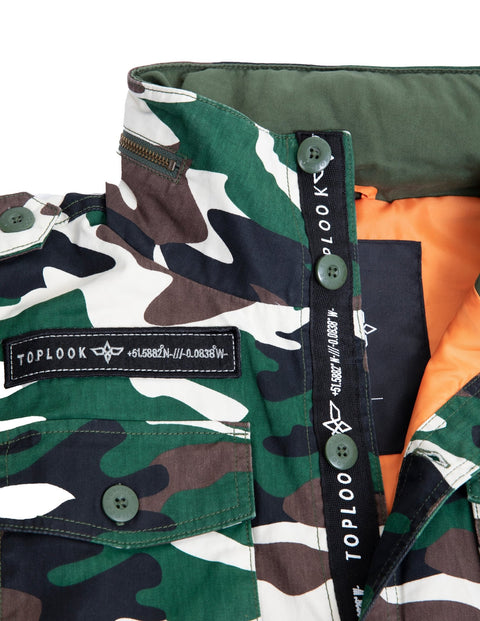 Camo Print Utility Jacket in green - Toplook London