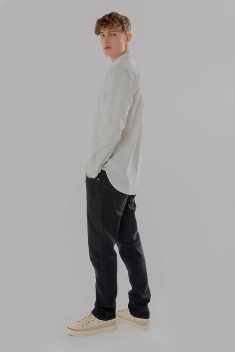 CASUAL LONG SLEEVE EMBROIDERED CHEST LOGO SHIRT NIMBUS CLOUD - Toplook London