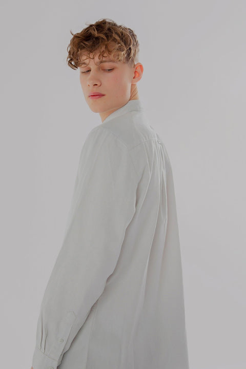 CASUAL LONG SLEEVE EMBROIDERED CHEST LOGO SHIRT NIMBUS CLOUD - Toplook London