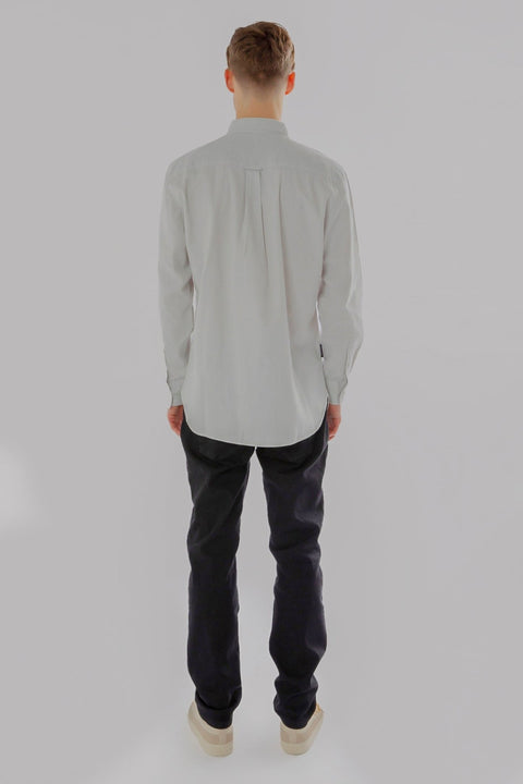 CASUAL LONG SLEEVE EMBROIDERED CHEST LOGO SHIRT NIMBUS CLOUD - Toplook London