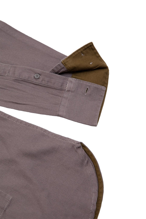 CASUAL LONG SLEEVE SHIRT VOLCANIC GLASS WITH OLIVE CONTRAST POCKET - Toplook London