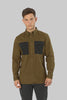 Casual Men's Long Sleeve Shirt With Contrast Pocket, Olive - Toplook London