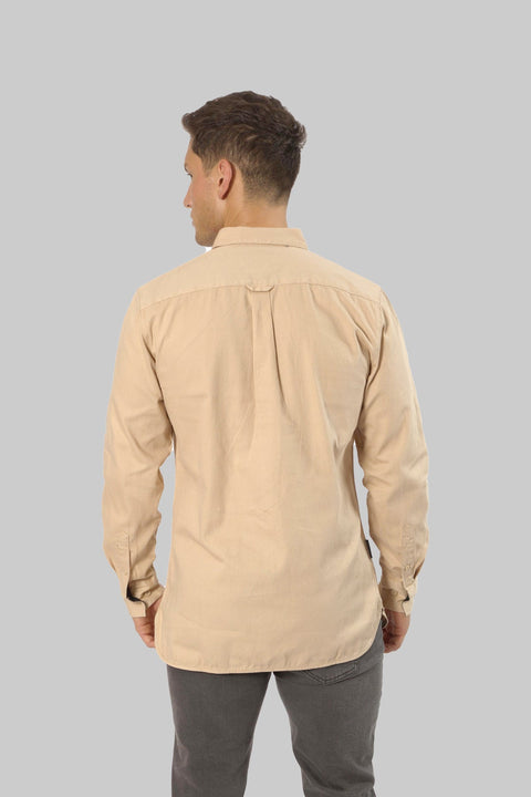 Casual Men's Long Sleeve Shirt With Contrast Pocket, Warm Sand - Toplook London