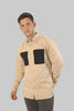 Casual Men's Long Sleeve Shirt With Contrast Pocket, Warm Sand - Toplook London