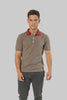Contrast Collar Embroidered Logo Short Sleeve Polo Shirt In Brushed Nickel - Toplook London