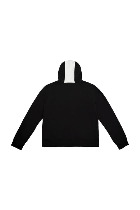 CONTRAST PANEL HOODIE WITH ZIPPER IN BLACK - Toplook London