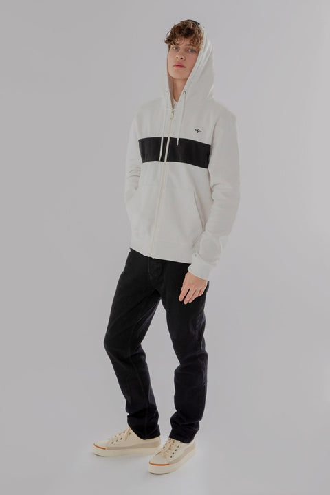 CONTRAST PANEL HOODIE WITH ZIPPER IN LIGHT GREY MARL - Toplook London