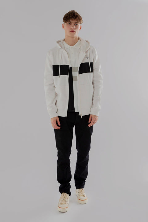 CONTRAST PANEL HOODIE WITH ZIPPER IN LIGHT GREY MARL - Toplook London