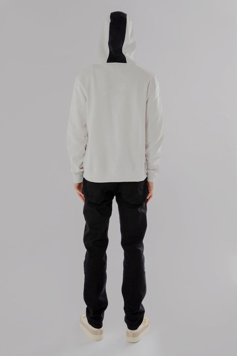 CONTRAST PANEL HOODIE WITH ZIPPER IN LIGHT GREY MARL - Toplook London