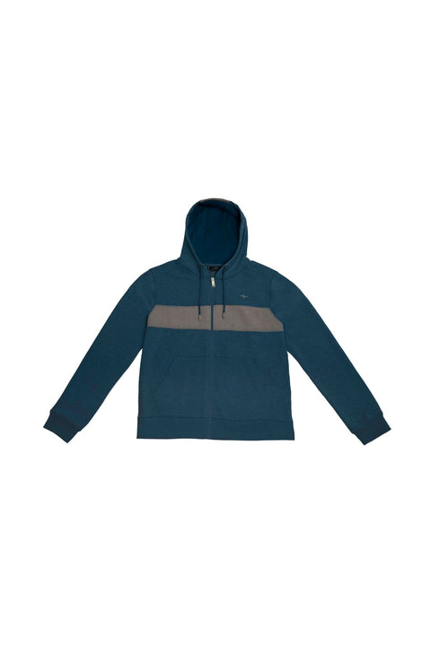 CONTRAST PANEL HOODIE WITH ZIPPER IN NAVY MARL - Toplook London