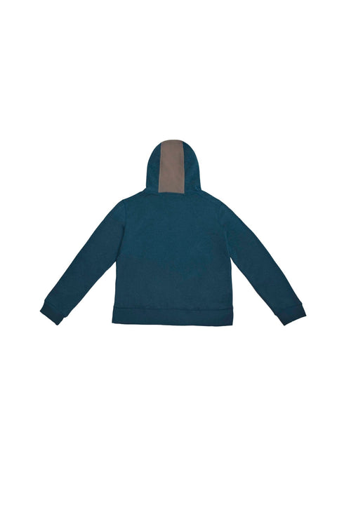 CONTRAST PANEL HOODIE WITH ZIPPER IN NAVY MARL - Toplook London