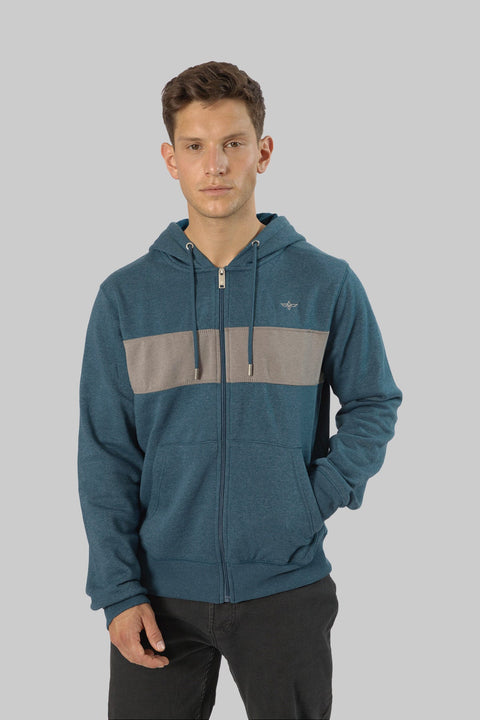Contrast Pullover Panel Hoodie With Zipper For Men - Toplook London