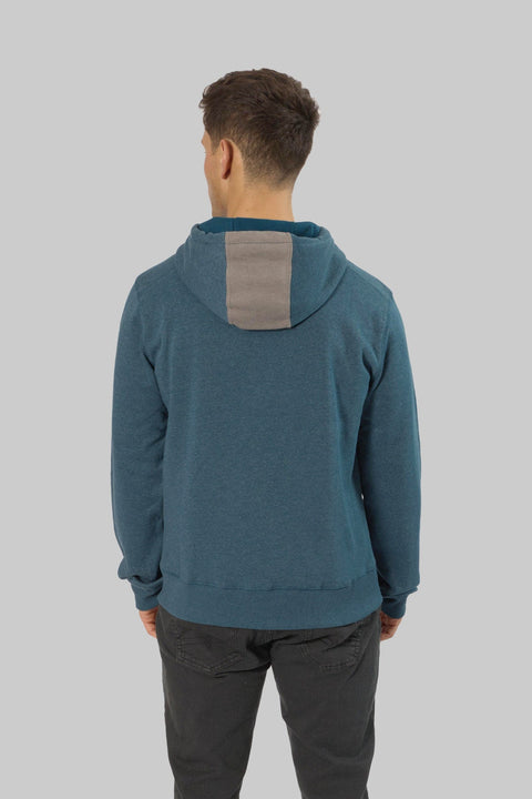 Contrast Pullover Panel Hoodie With Zipper For Men - Toplook London