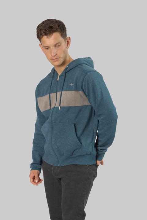 Contrast Pullover Panel Hoodie With Zipper For Men - Toplook London