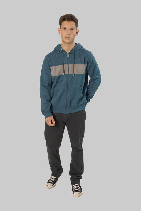 Contrast Pullover Panel Hoodie With Zipper For Men - Toplook London