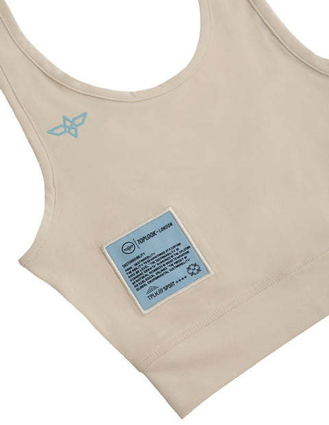 CROP TOP SPORTS TOP IN BROWN RICE COLOUR - Toplook London