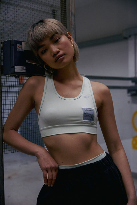 CROP TOP SPORTS TOP IN BROWN RICE COLOUR - Toplook London