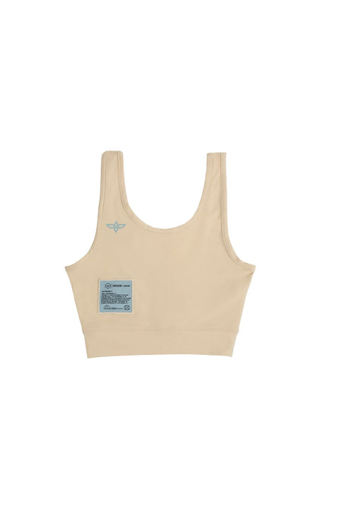 CROP TOP SPORTS TOP IN BROWN RICE COLOUR - Toplook London
