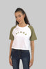 Cropped Top Short Sleeve T-shirt for Women, White/Pressed Green - Toplook London