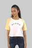Cropped Top Short Sleeve T-shirt for Women, White/Sunburst Yellow - Toplook London