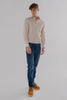 Formal Business Class Long Sleeve Stripe Shirt Beige & White Colour - Toplook London