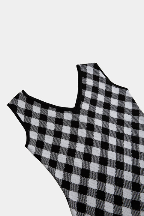 Knitted check 60's slip dress - Toplook London