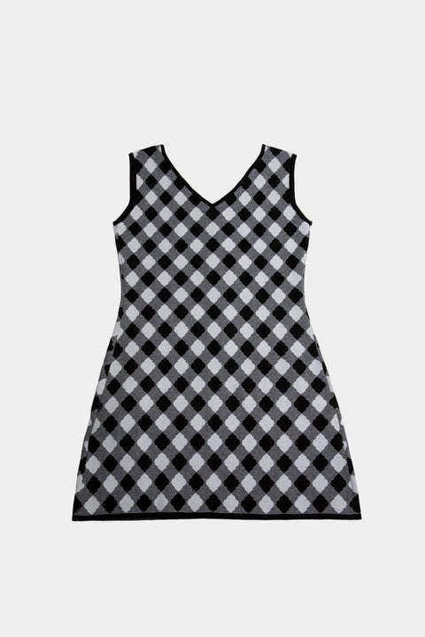 Knitted check 60's slip dress - Toplook London
