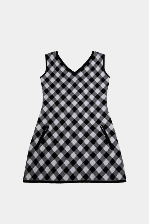 Knitted check 60's slip dress - Toplook London