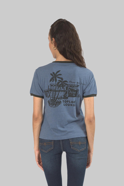 Ladies Casual Short Sleeve Ringer T-Shirt, Blue - Toplook London