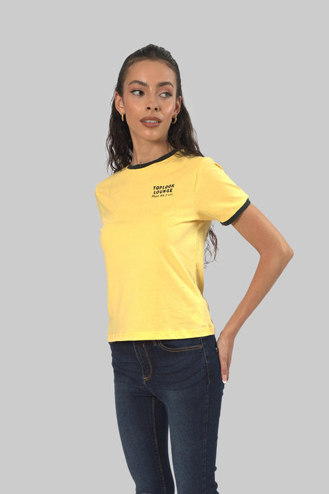 Ladies Casual Short Sleeve Ringer T-Shirt, Cornflower - Toplook London