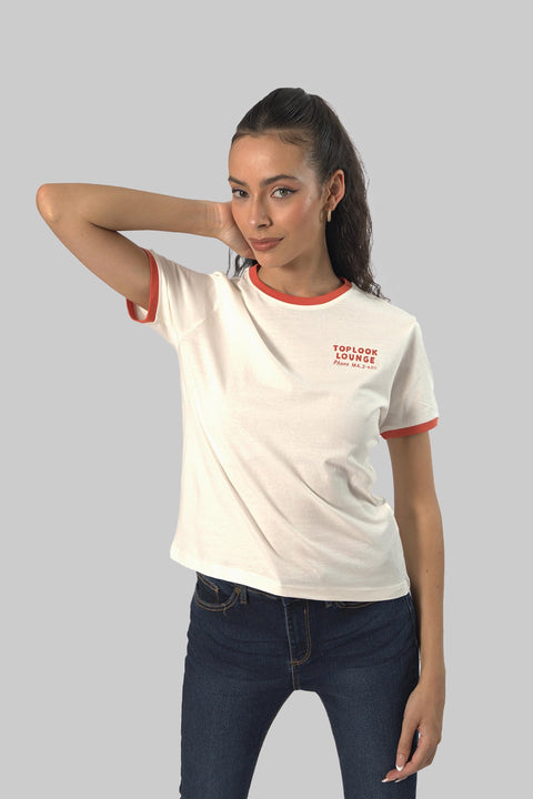 Ladies Casual Short Sleeve Ringer T-Shirt, Fog - Toplook London