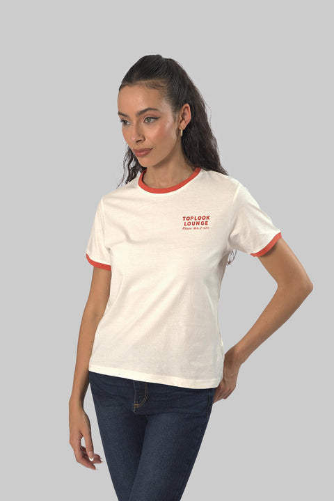 Ladies Casual Short Sleeve Ringer T-Shirt, Fog - Toplook London