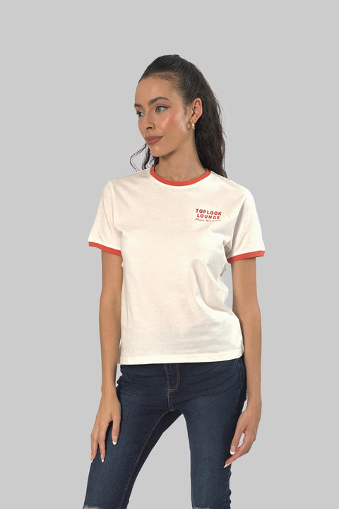 Ladies Casual Short Sleeve Ringer T-Shirt, Fog - Toplook London