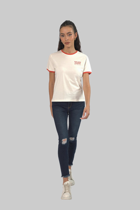 Ladies Casual Short Sleeve Ringer T-Shirt, Fog - Toplook London
