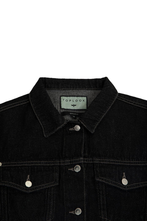 Ladies Denim Jacket in black - Toplook London