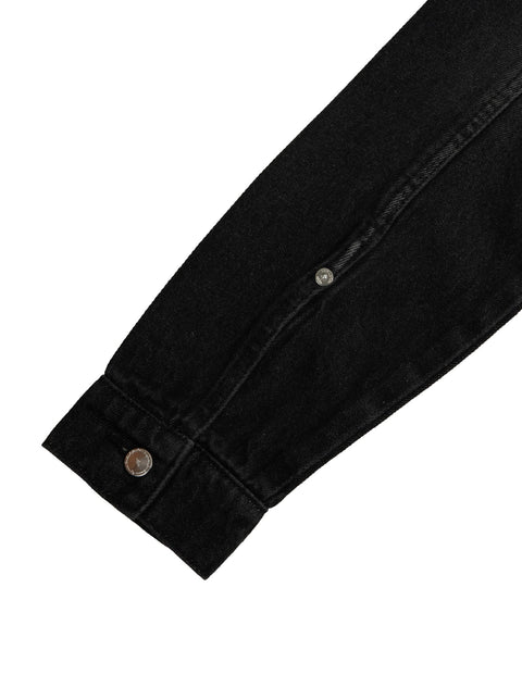 Ladies Ripped Denim Jacket in black wash - Toplook London