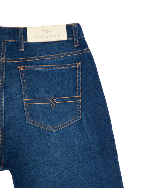Ladies Skinny Fit Denim Jeans with Logo Embroidery in dark blue - Toplook London