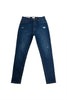 Ladies Skinny Fit Denim Jeans with Logo Embroidery in dark blue - Toplook London