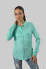 Ladies Women's Classic Work Wear Long Sleeve Blouse, Blue - Toplook London
